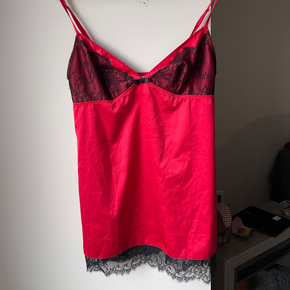 Victoria's Secret Red and Black Lace Chemise